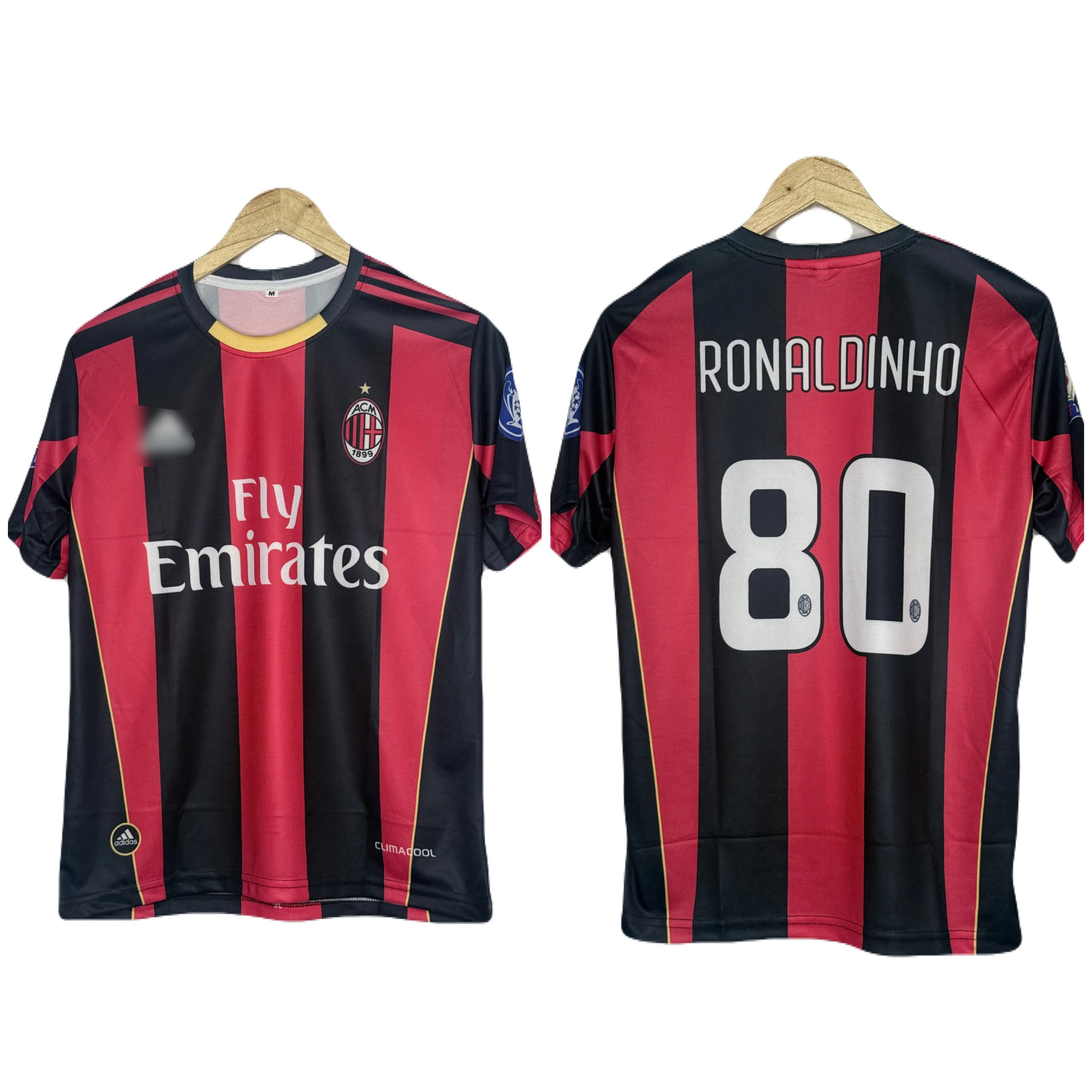 Ac Milan 2010-11 Home Kit Ronaldinho Half Sleeve - P1090 Ms Retro Store