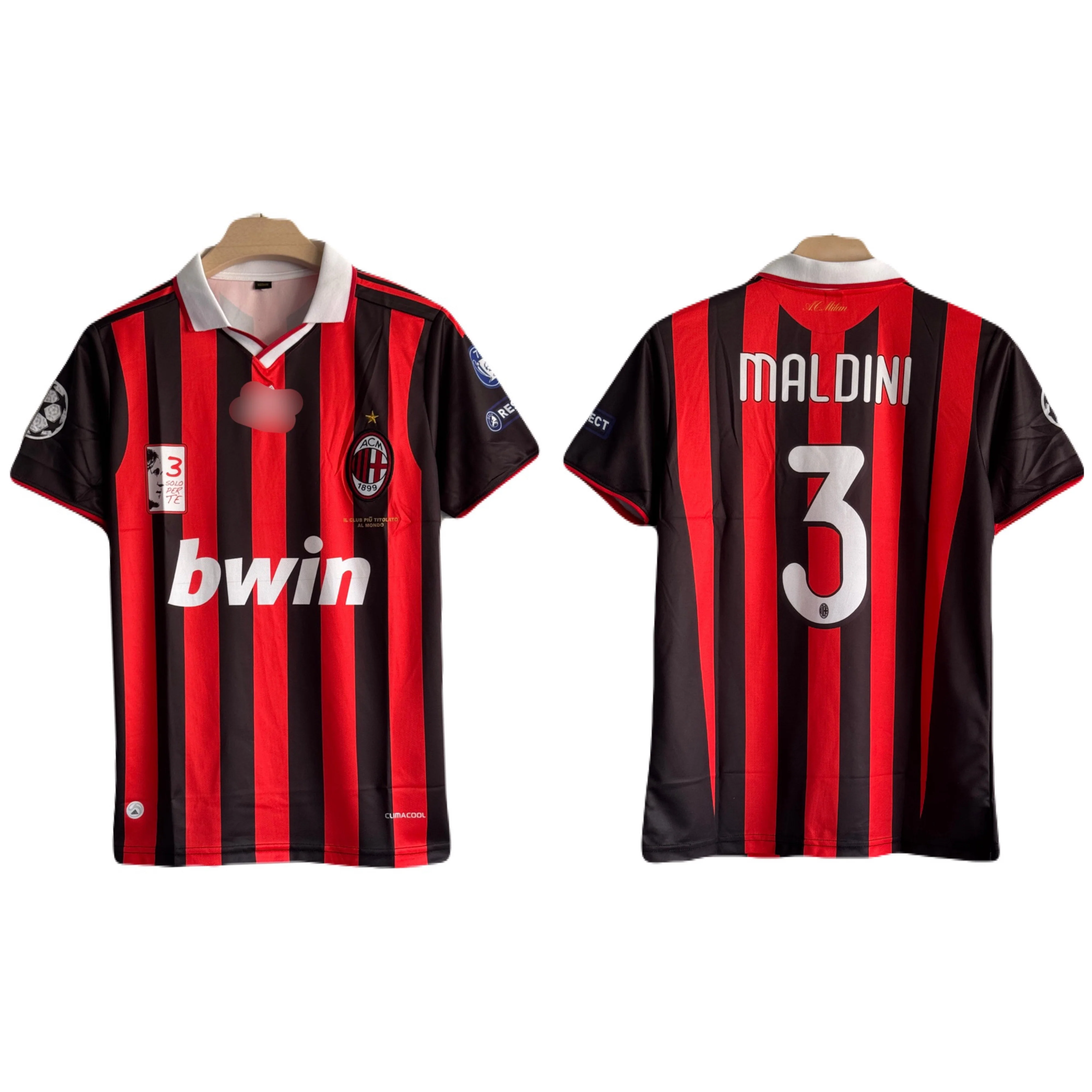 Ac milan Maldini 2008-2009 home Retro kit Half Sleeve Embroidery -P1396 Ms Retro Store