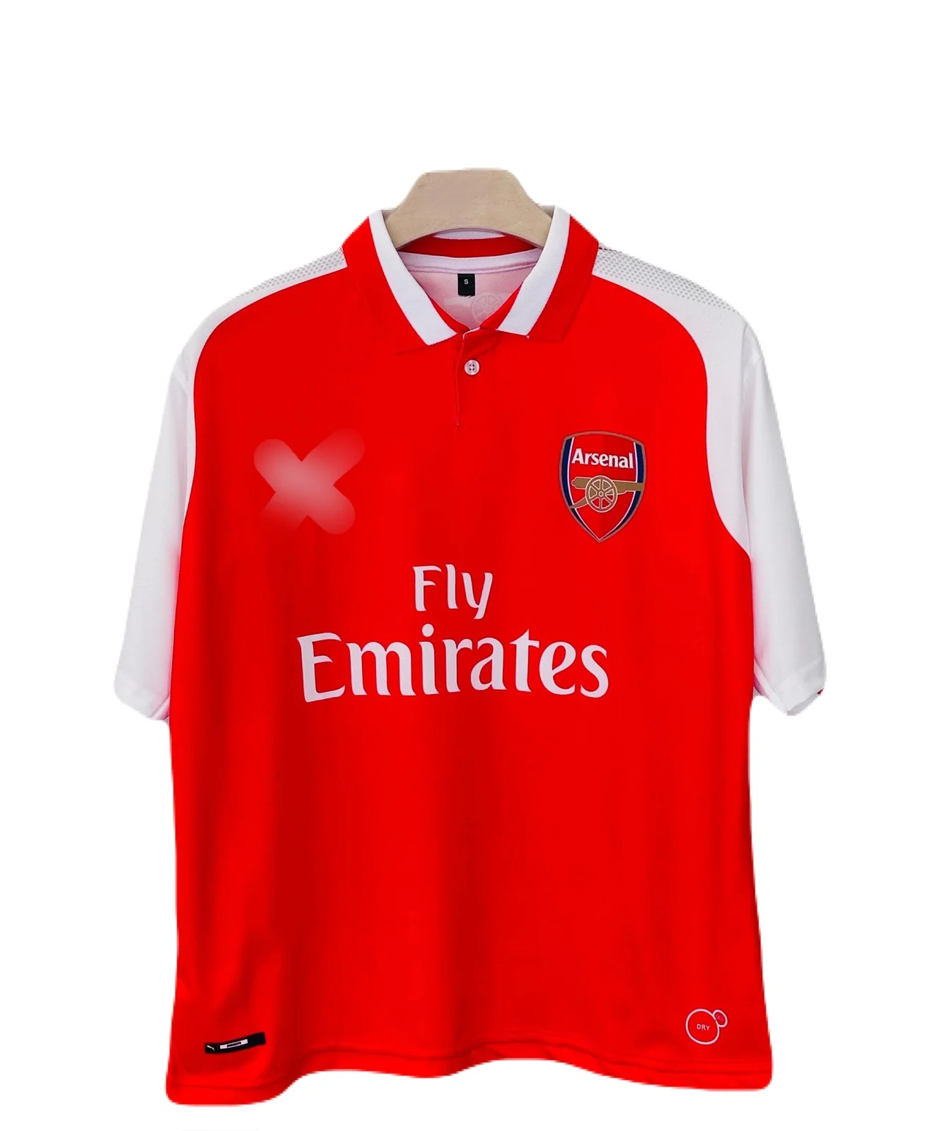 Arsenal 2017-18 Home Kit Ozil Collar Five Sleeve Sublimation  - Ms Retro Store - Image 2
