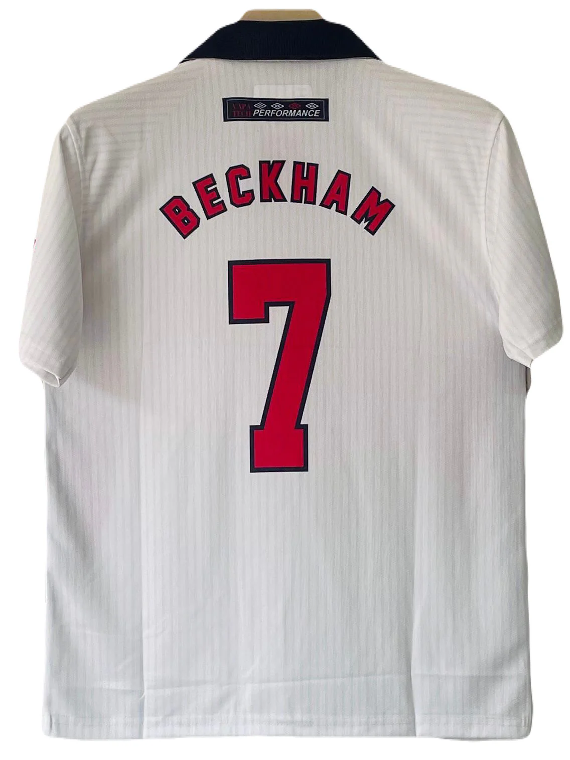England 1988 World Cup Home Kit Polo Beckham Half sleeve -P1146 Ms Retro Store - Image 3