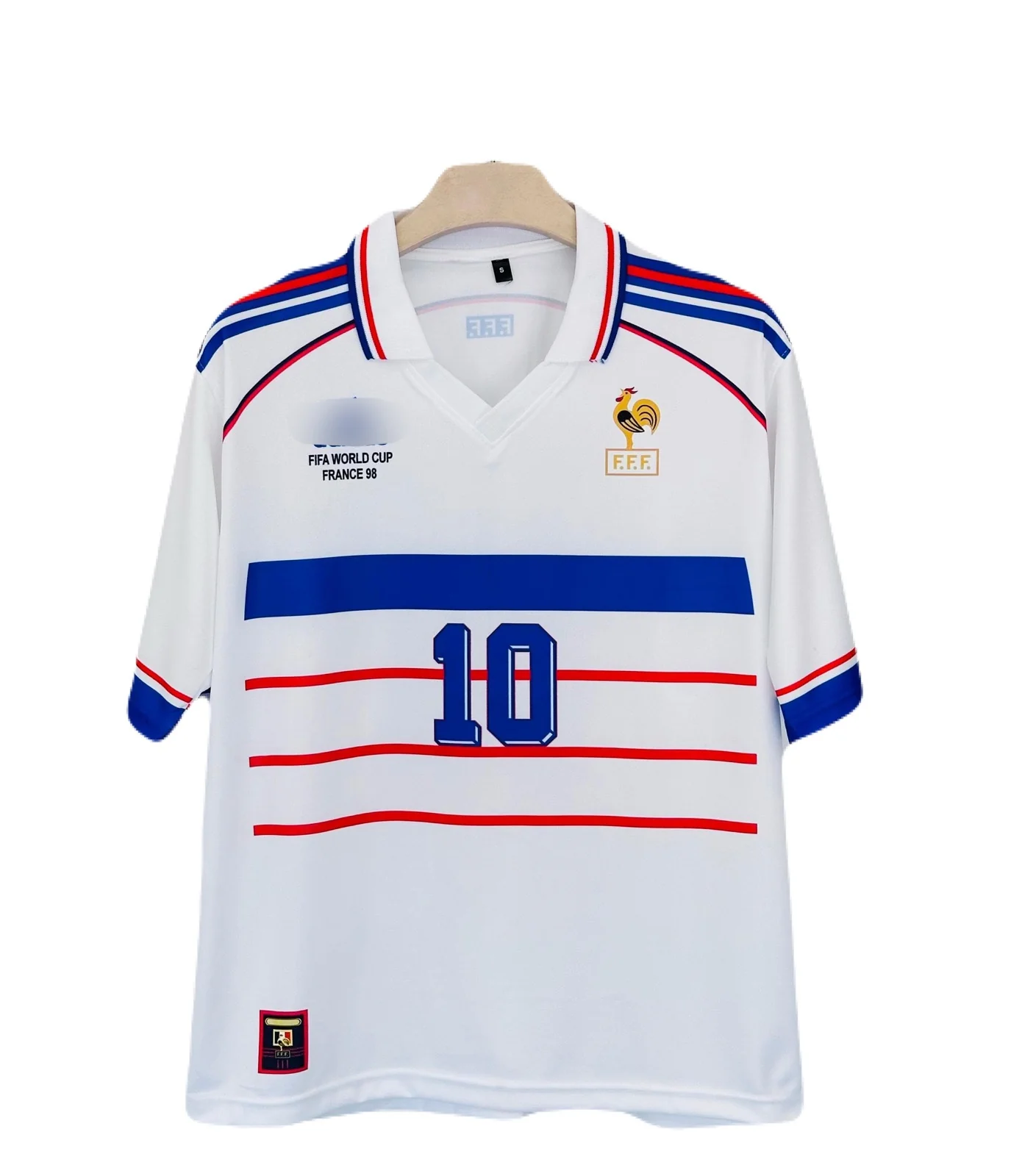 FRANCE 1998 WORLD CUP AWAY KIT ZIDANE FIVE SLEEVE SUBLIMATION P1360 - Ms retro store - Image 2