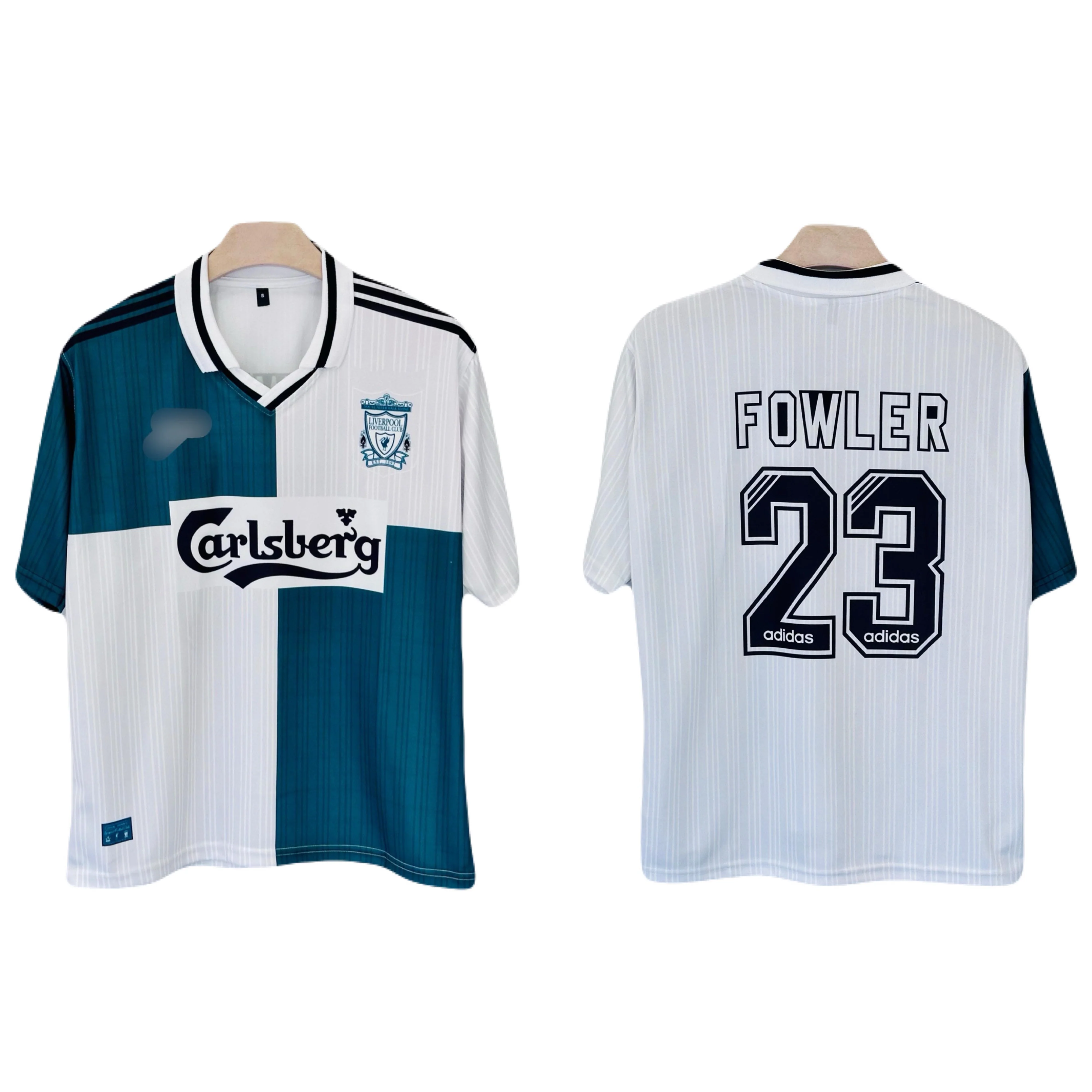 Liverpool FC 1995-96 Fowler away jersey Five Sleeve Collar -P1178  Ms Retro Store