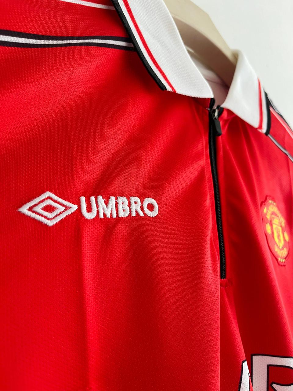 Manchester united 1998/99 Home jersey Beckham zip type P51 - ms retro store - Image 4
