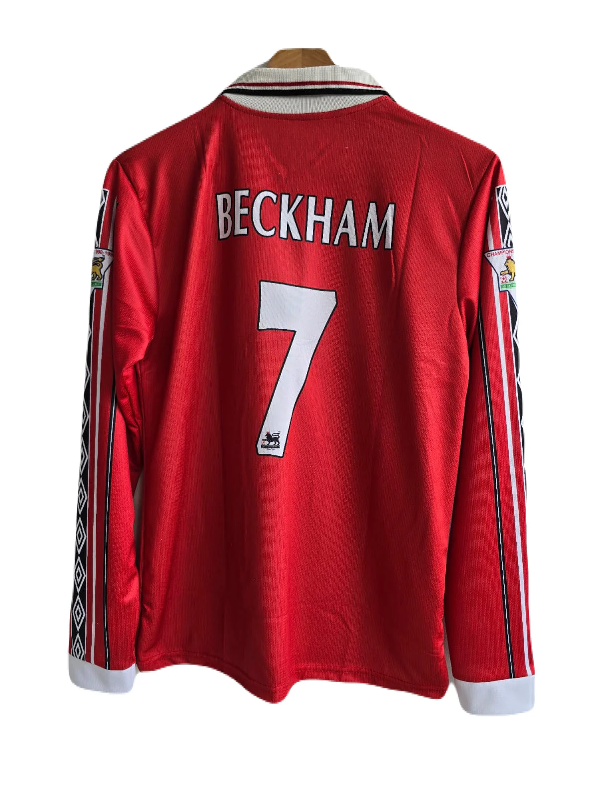 Manchester united 1998/99 Home jersey zip type full sleeve embroidery beckham P130 - ms retro store - Image 3