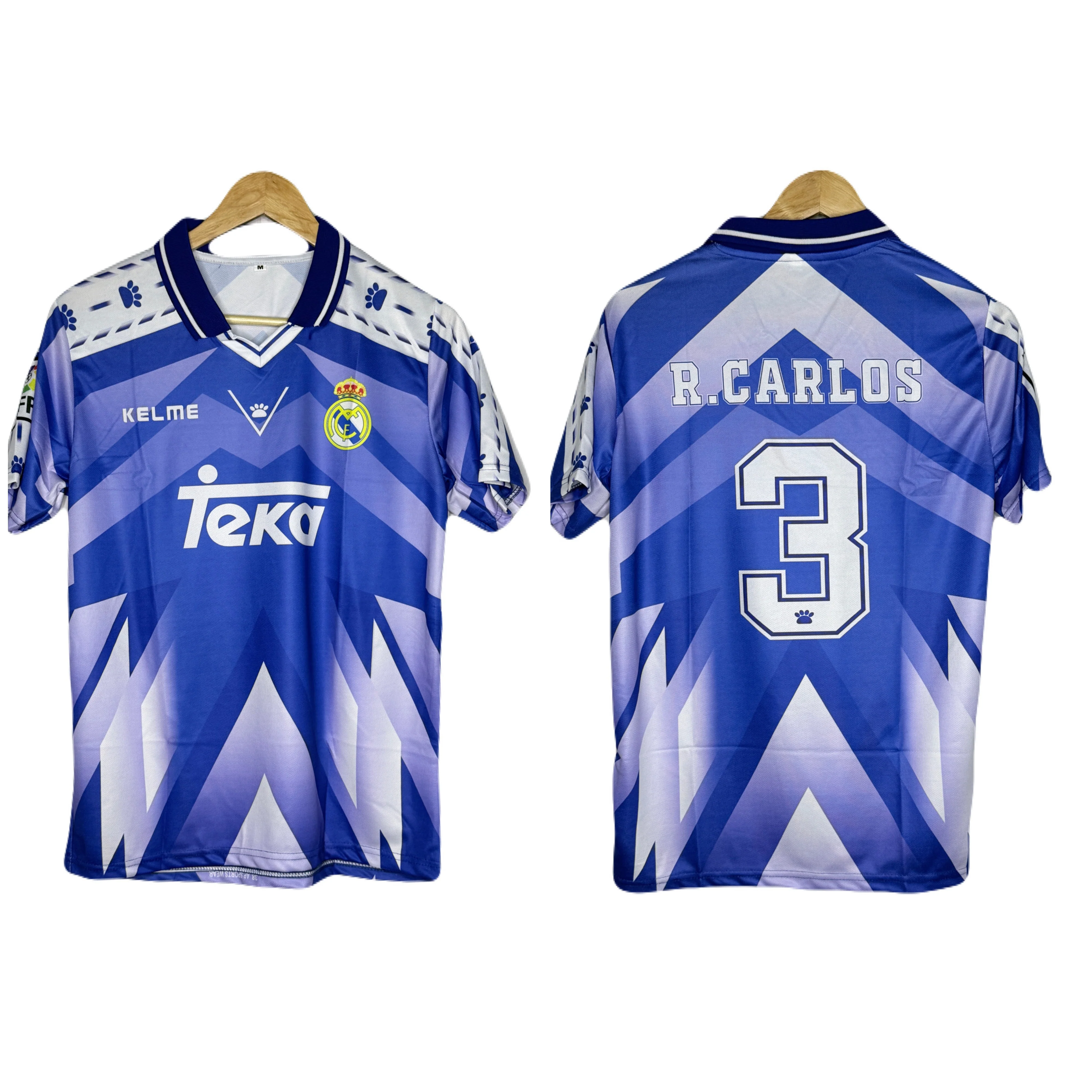 Real Madrid 1996-97 Away Kit Carlos Half Sleeve - P886Ms Retro Store