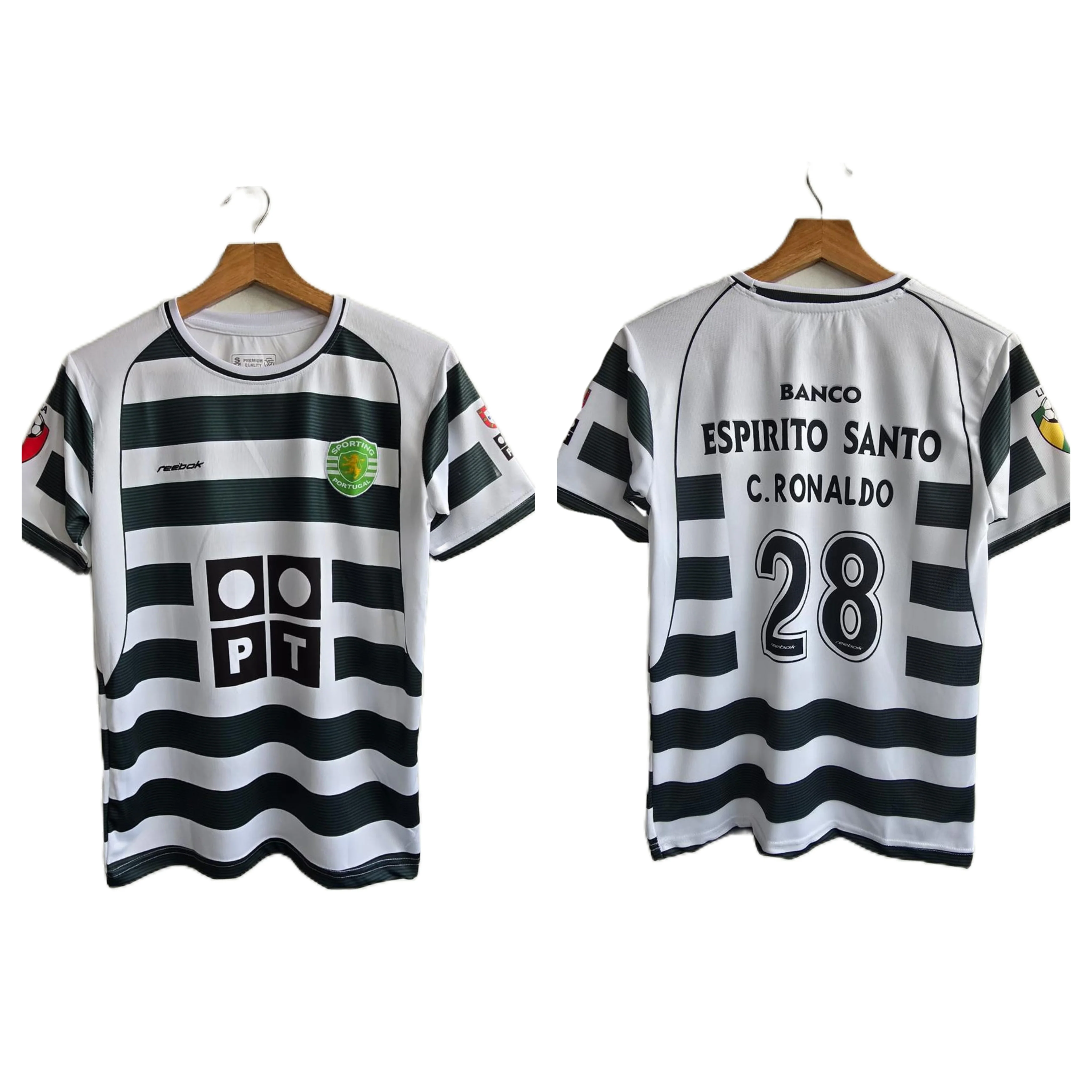 Sporting 2001-03 Home kit Ronaldo Embroidery Half sleeve - P489 - Ms retro store